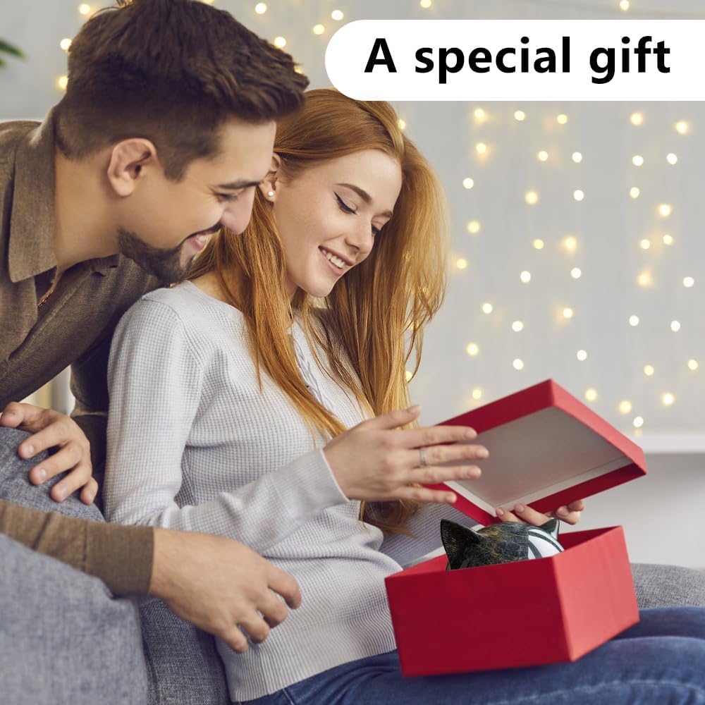 Black Cat Stone Sculpture – Decorative figurine black cat head made of resin Stone Marble texture - Image 6