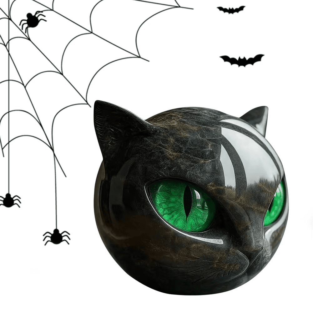 Black Cat Stone Sculpture – Decorative figurine black cat head made of resin Stone Marble texture - Image 5